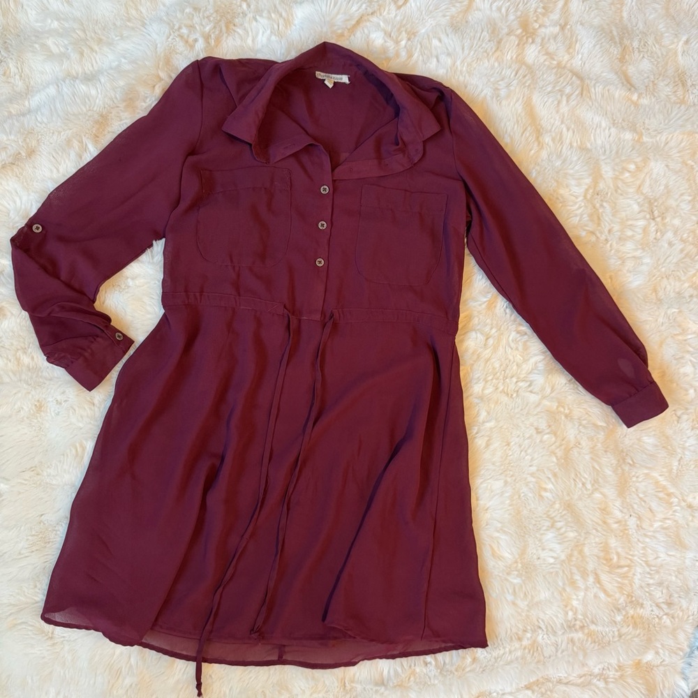Charlotte Russe Maroon Long Sleeve Dress